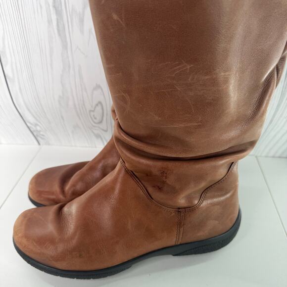 Hotter Whisper Size 8.5 US Camel Brown Leather Mid Calf Boots Zip - Picture 3 of 9